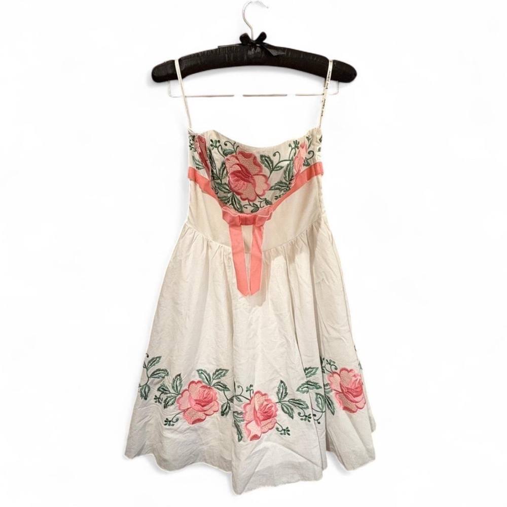 Betsey Johnson Floral Embroidered Dress with Pink Accents